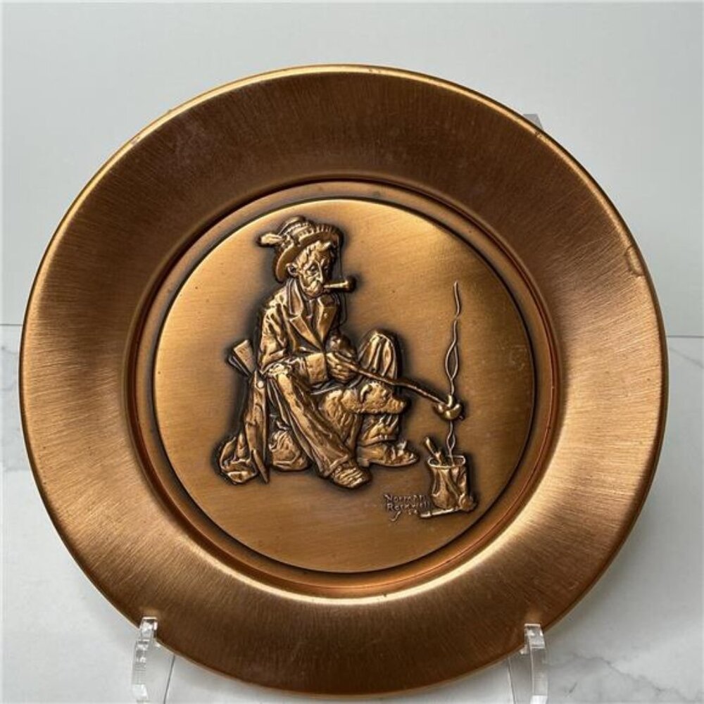 Hamilton Collection Norman Rockwell Copper Collector Plate THE HOBO 1973